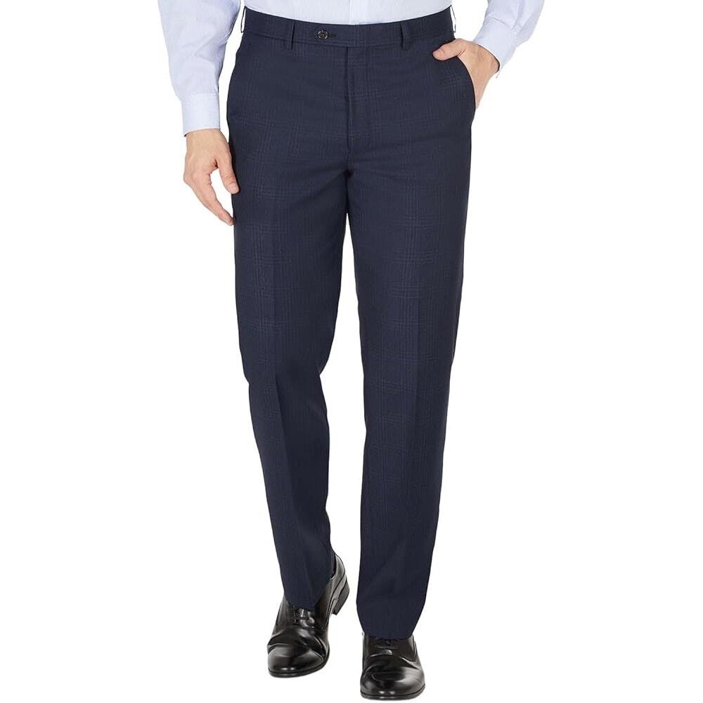 Lauren Ralph Lauren Mens Classic-Fit Wool Plaid Dress Pants 32W x 30L Navy